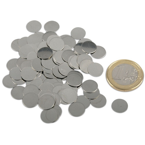 100 metal discs / metal plates Ø 10 mm with adhesive dots