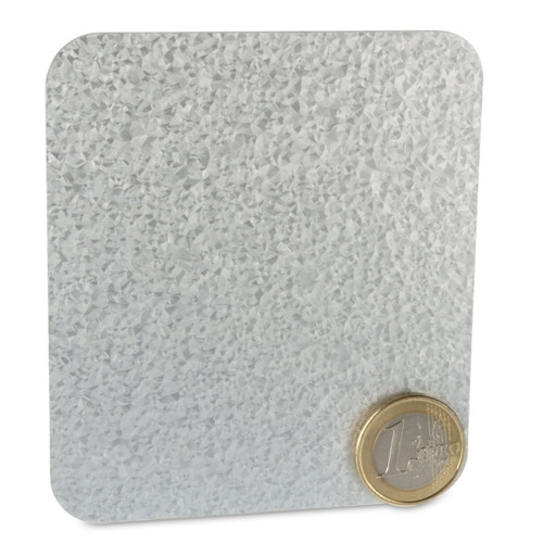 Galvanized metal plate with rounded corners