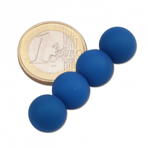 Neodymium sphere magnet blue with silicone coating Ø 12 mm, set of 4