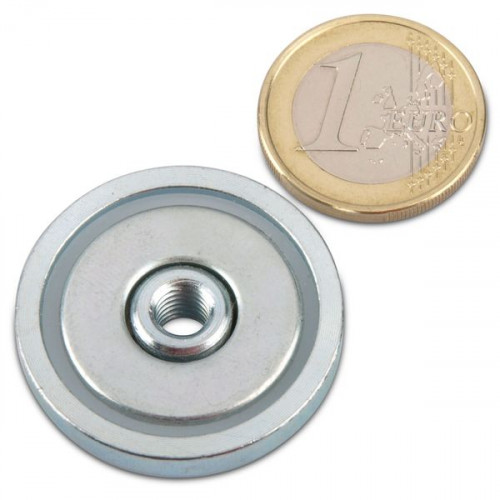 Neodymium pot magnet Ø 32.0 x 7.0 mm, internal thread M6, holds 26 kg
