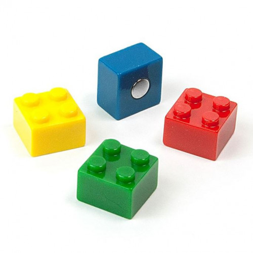 Deco magnets Brick - Set with 4 magnetic building blocks, assorted