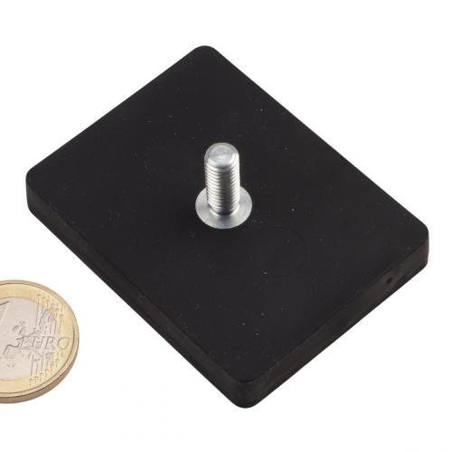 Magnet system 59 x 45 mm rubberized with thread M6x15, holds 24 kg