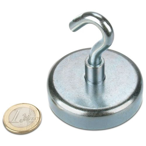 Hook magnet Ø 60 mm NEODYMIUM - zinc - holds 110 kg