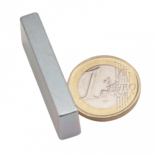 Neodymium blockmagnet 40 x 7 x 14 mm N45M zinc, conical