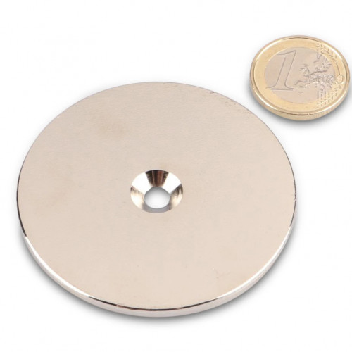 Metal disc Ø 62 mm with hole and countersink nickel