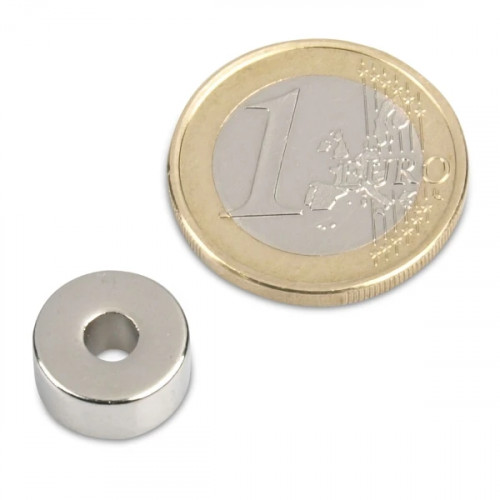 Ringmagnet Ø 12.0 x 4.0 x 6.0 mm N50 nickel - holds 3.2 kg