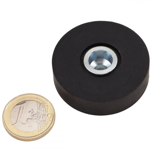 Magnet system Ø 43x12.5 mm rubberized countersink black ferrite, 8 kg