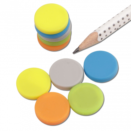 Neodymium disc magnet Ø 18 mm, silicone coating, assorted colours, set of 10